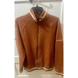 Dunning Golf Full Zip Gray Burnt Orange Wool Blend Sweater Size L Women's